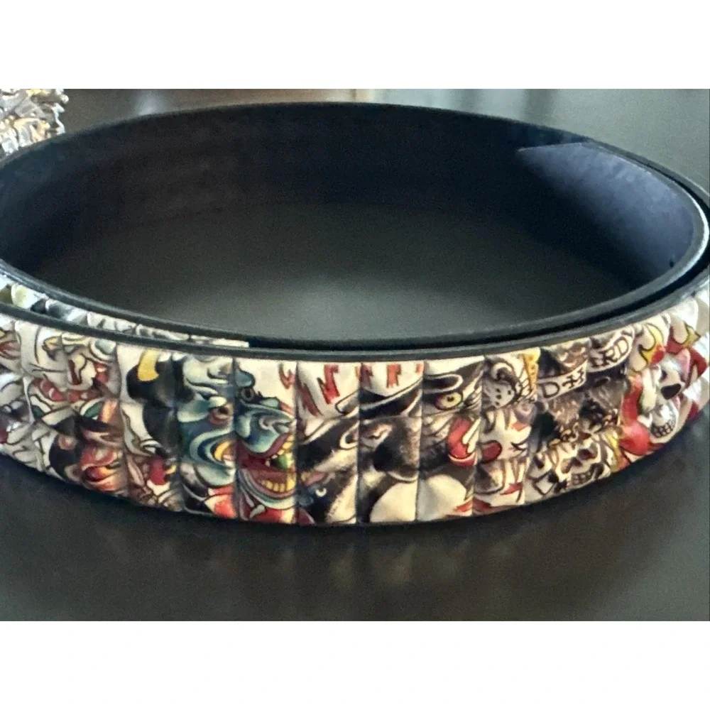 Ed Hardy‎ Studded Black Leather Belt Size 40 | MSRP = $80